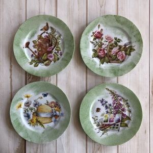 Rochard Limoges, France floral collector plates set of 4